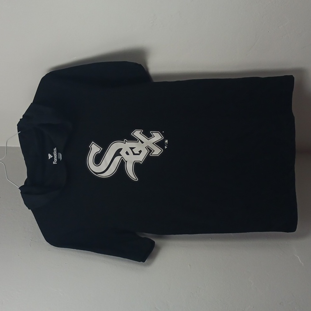 Men's Fanatics Black T-Shirt Hoodie Chicago White Sox Short Sleeve Small